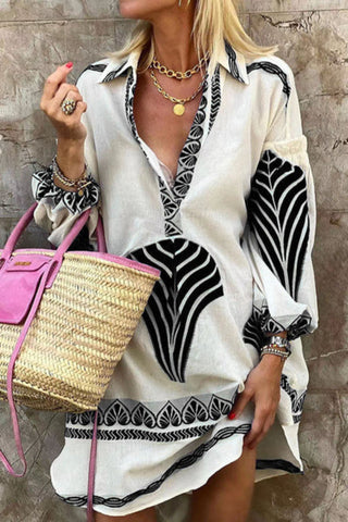 Printed Tunic Shirt Mini Dress