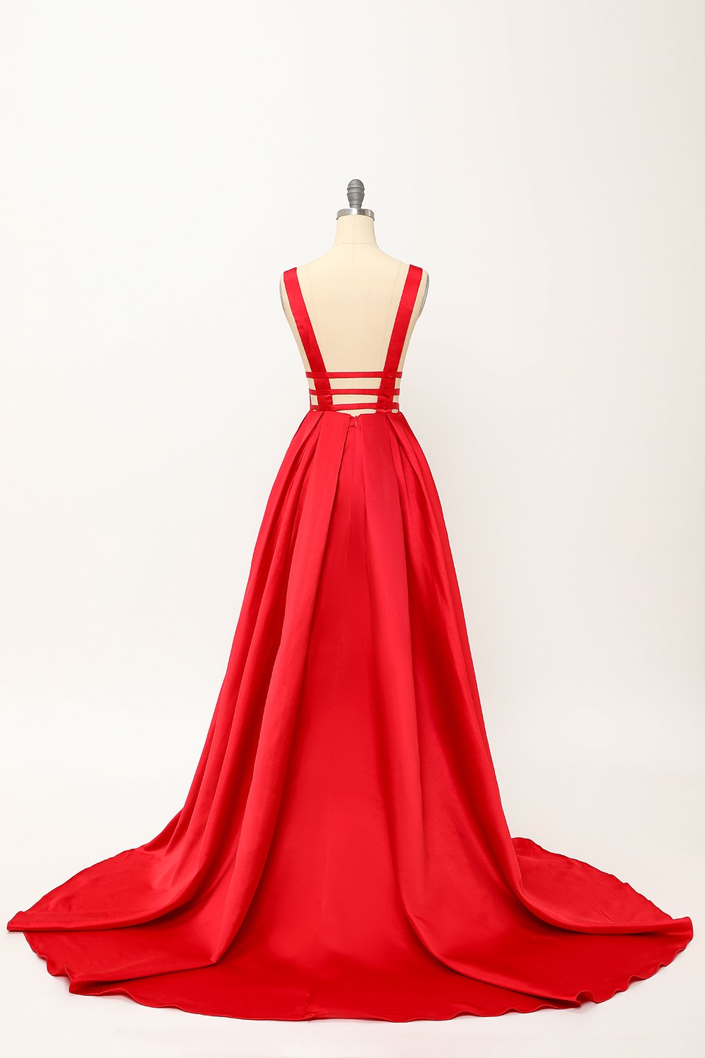 Langes, rosafarbenes Satin-Abendkleid