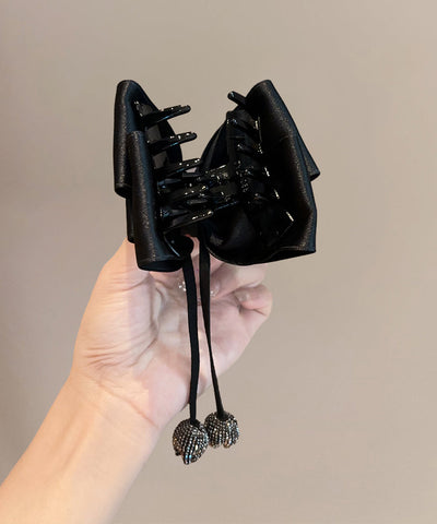 Moderne schwarze Haarnadel mit Zirkonia-Schleife aus Baumwolle 