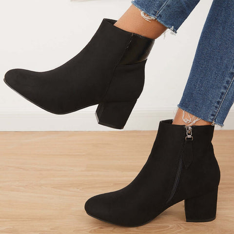 Stiefeletten mit klobigem Blockabsatz und mittelhohem Absatz 