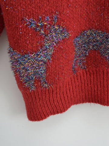 Autumn Winter Sweater Christmas Snowflake Long Sleeve Bottoming round Neck Knitted Sweater Pullover Sweater