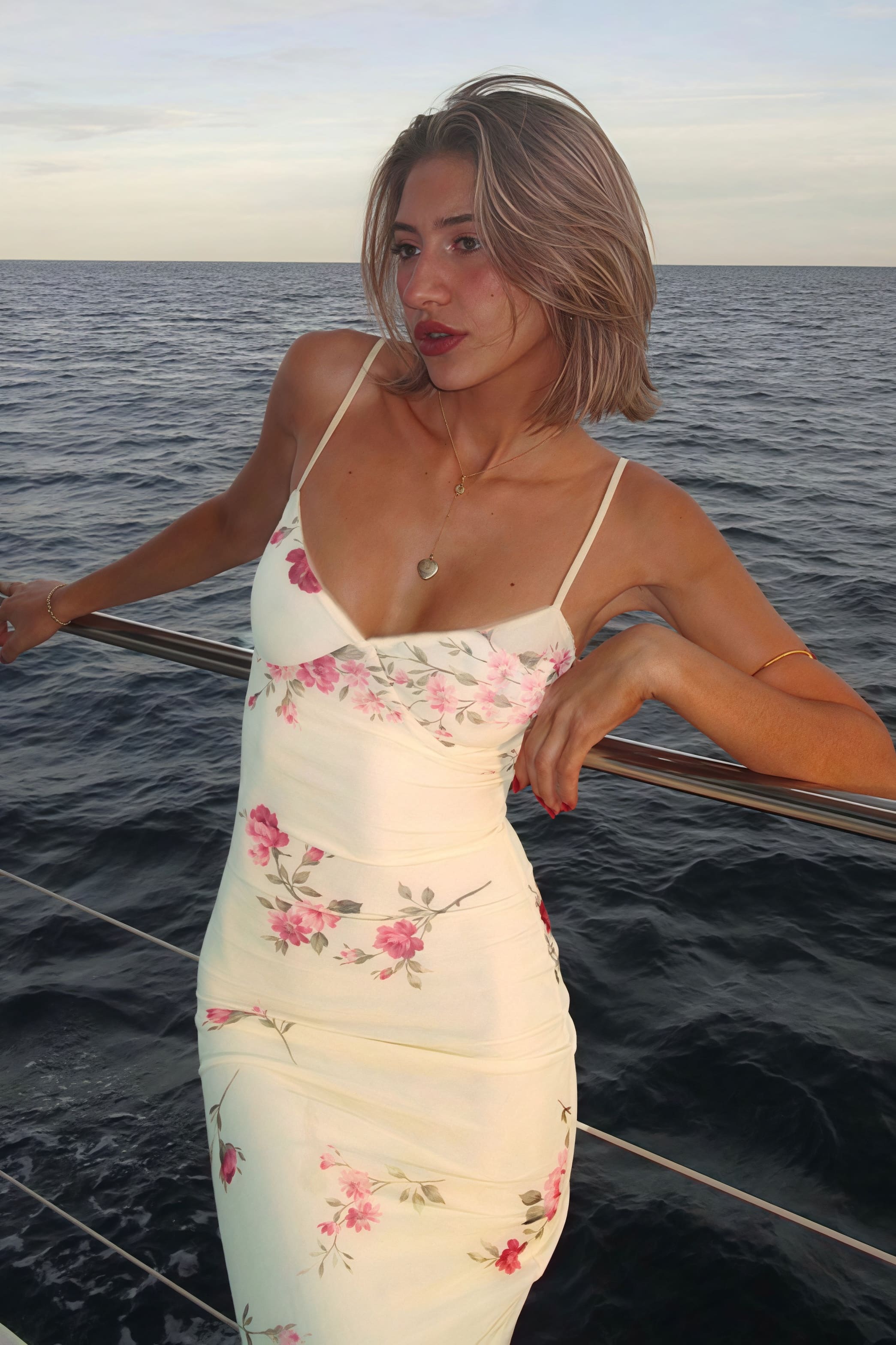 Sexy Print V-Neck Spaghetti Strap Backless Maxi Dress