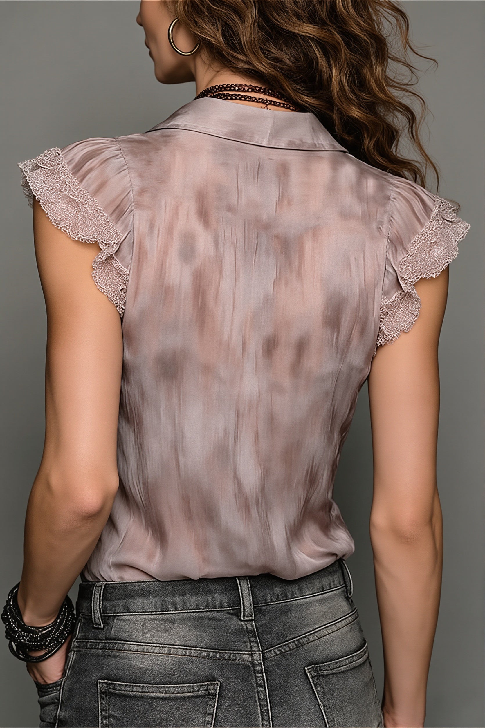 Light Mercerized Floral Lace Blouse