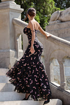 Floral Print Spaghetti Strap Split Mermaid Maxi Dress
