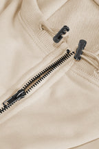 Plain Cropped Zipper Sporty Sweatshirt