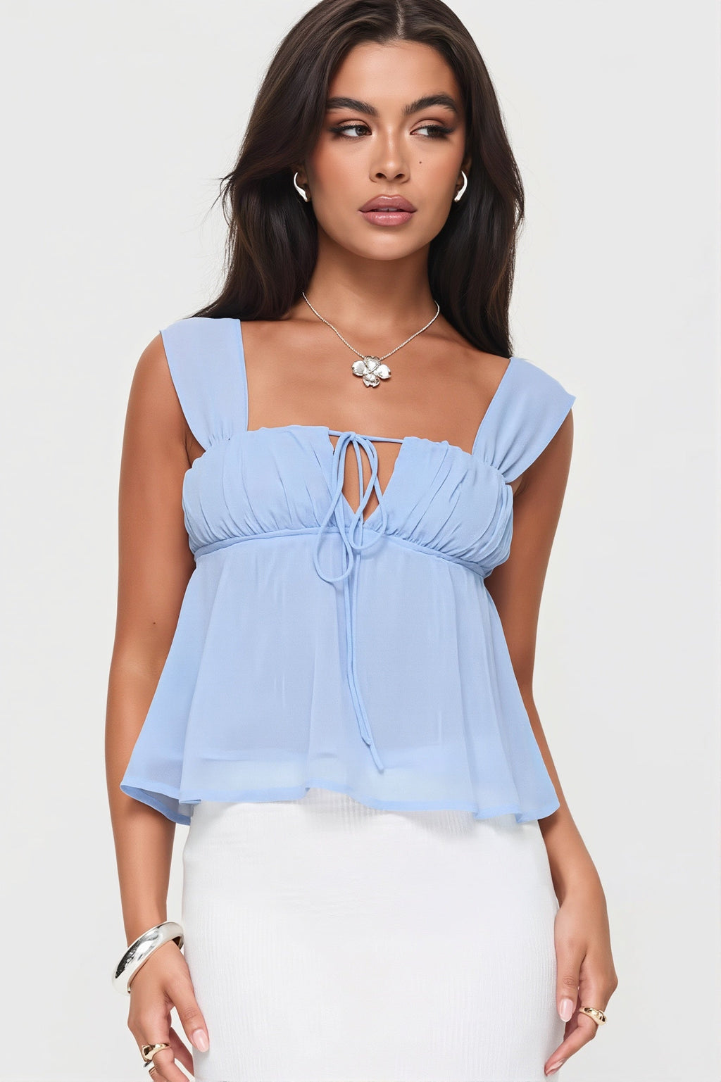 Square Neck Lace-Up Cami Tank Top