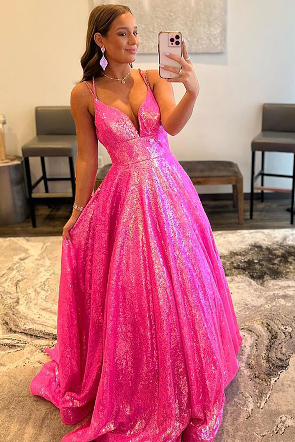 Glitter Sequins Long Prom Dress
