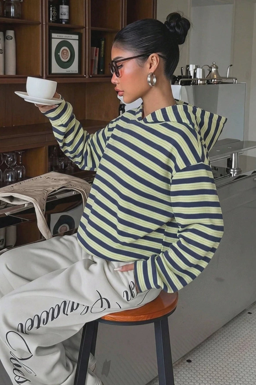 Striped Colorblock Pullover Hoodie