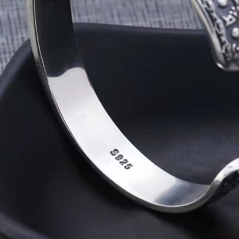 Sterling Silver Buddhist Mantra Vajra Pestle Bracelet