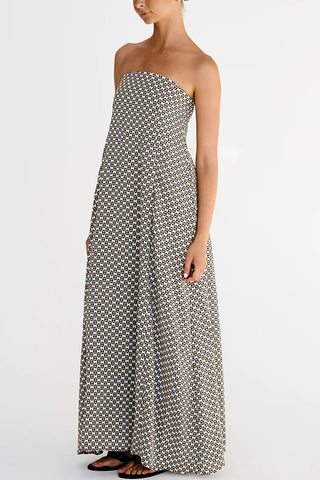 Maxikleid im Bohème-Stil mit Rautenmuster 