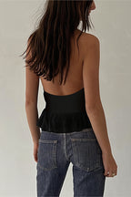 Hollow Out Backless Halter Top