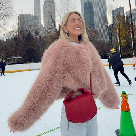 TARUXY Abrigo de piel sintética de invierno para mujer, primavera 2024, nuevo cárdigan de manga larga para mujer, chaqueta informal lisa de calle, ropa de mujer 