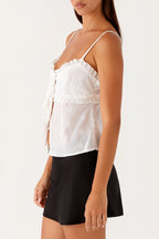Lace Trim Open Front Cami Top