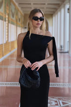 Jersey O-Neck Solid Fitted Club Maxi Dress