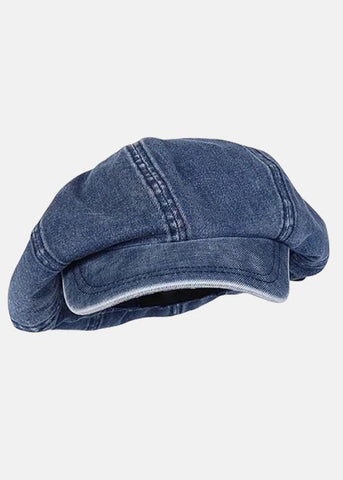 Sombrero bretón de algodón con parches de mezclilla azul claro para mujer 