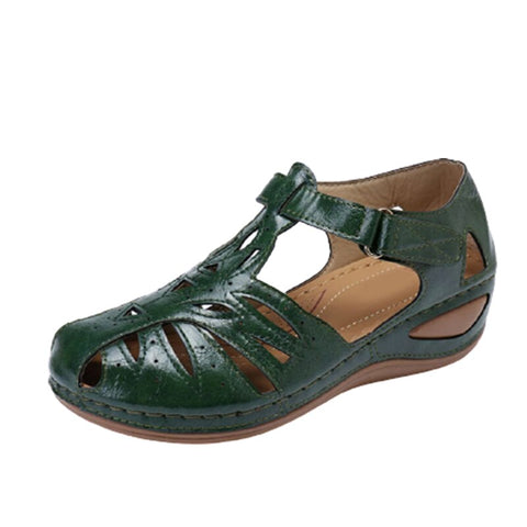 Women's Sandals Summer Rome Vintage  Hollow out Wedge Heels Platform Ladies Shoes Hook Loop Embroidery Sewing Female Sandal