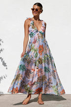 V Neck Swing Print Cami Maxi Dress