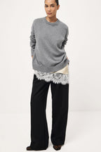 V Neck Lace Trim Patchwork Cami Top