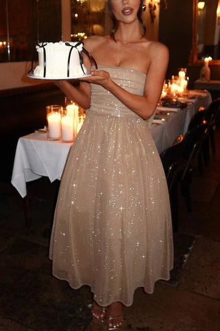 Sexy schulterfreies, rückenfreies Maxikleid mit Schleife