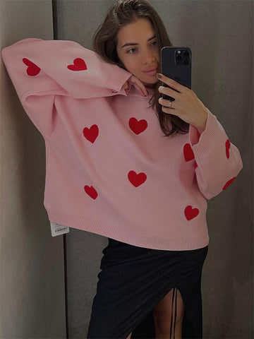 Tossy Casual Kawaii Loose Sweater Pullover For Women Fashion Long Sleeve High Street Printed Camisola Female Patchwork Sweater