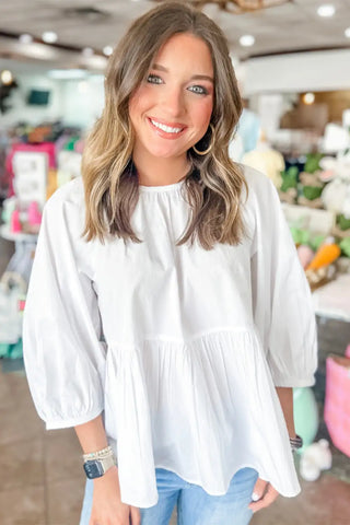 charming white bow knot cutout blouse