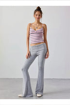 Casual Solid Cross V Neck Cami Top