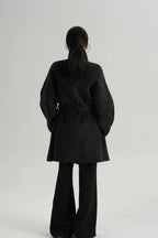 Chic Solid Wool Warm Loose Mock-neck Coat