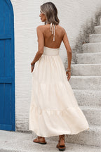 Halter Tassel Solid Long Boho Dress