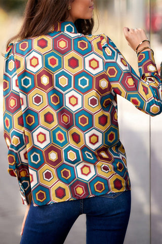 Elegante Patchwork-Oberteile mit Hemdkragen 