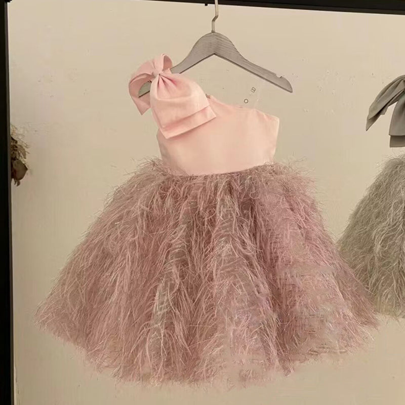Elegante vestido de princesa de malla con borlas para bebé, vestido de comunión para niña, vestidos formales para niña 