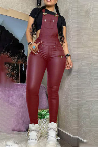 Casual Solid Backless Spaghetti Strap Skinny Jumpsuits (Without Tops)