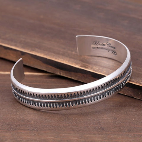 Sterling Silver Zigzag Pattern Cuff Bracelet