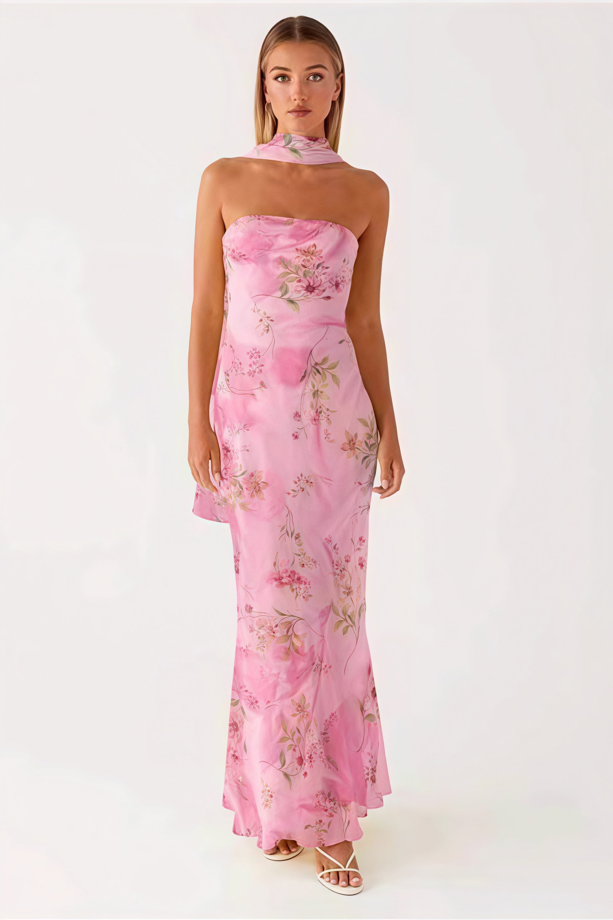 Floral Tie Fishtail Vacation Maxi Dress