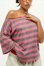 Casual Colorful Striped Loose T-Shirt