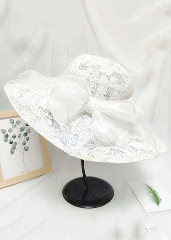 Sombrero para el sol flexible de tul con lazo de encaje color caqui elegante 