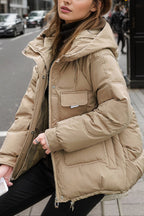 Cropped Insulated Cargo Puffer Jacket