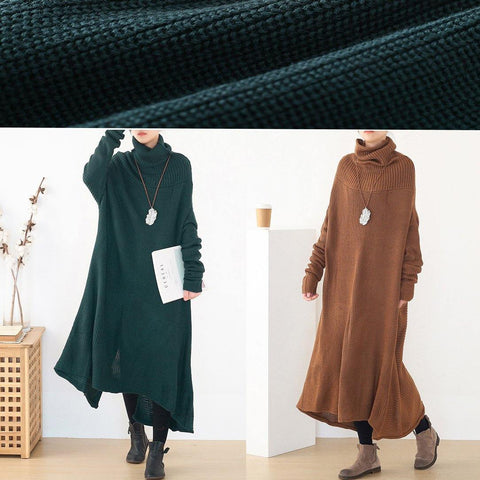 back open Sweater high neck dress outfit Moda blackish green  Hipster knitted tops