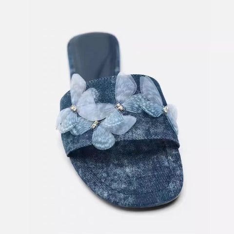 Summer Open Toe Women Beach Slippers Fashion Butterfly-knot Ladies Outdoor Flats Slides Female Retro Style Shoes