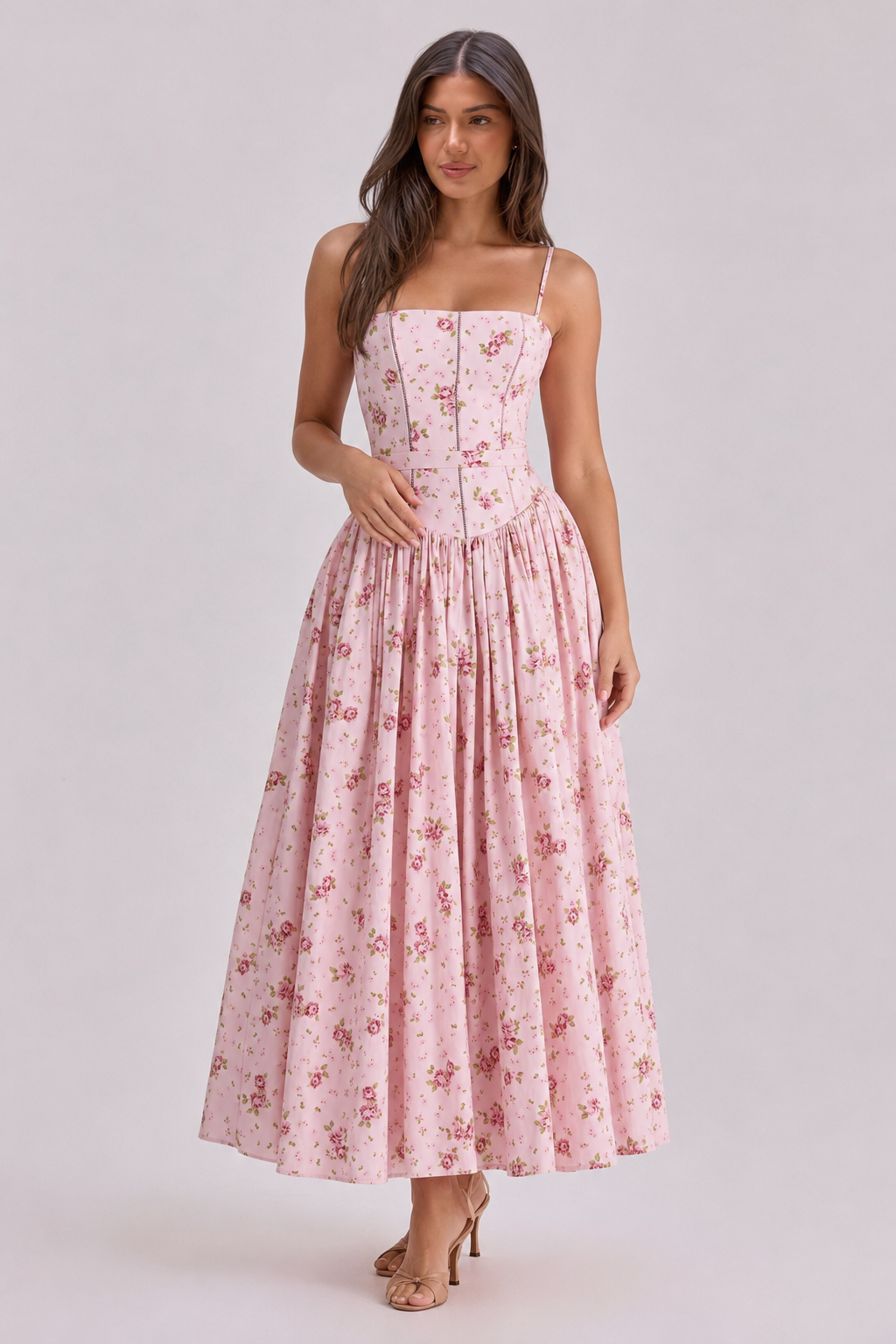 Chic Floral Print Cami Slip Maxi Dress