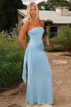 Sexy Tie Backless Bandeau Bodycon Maxi Dress