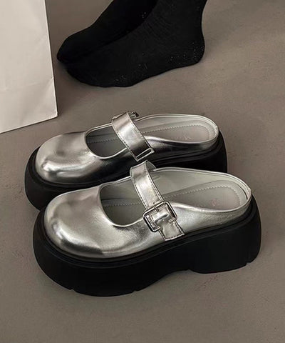 Modische japanische vielseitige silberne Plateau-Sandalen 
