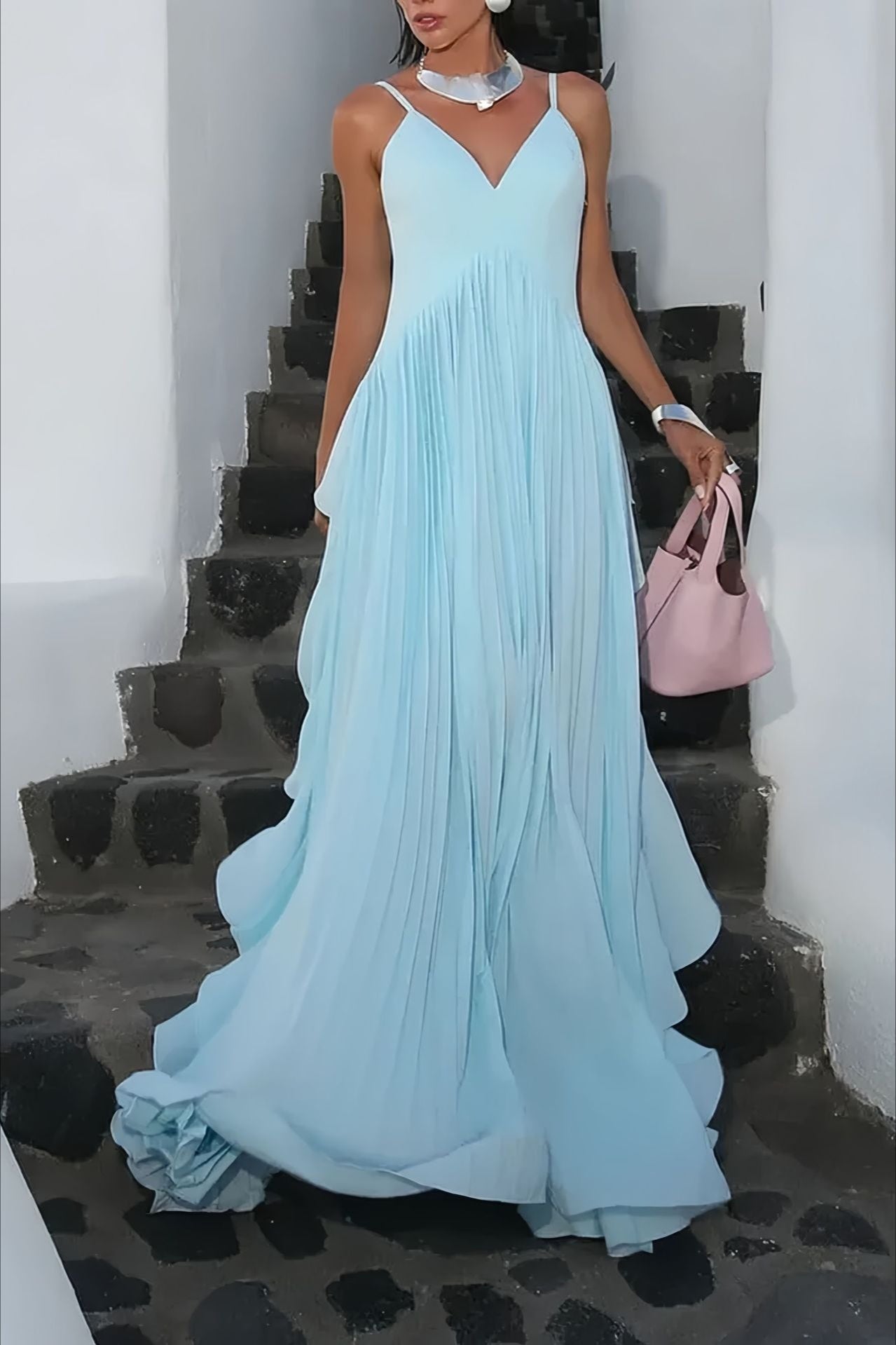 Swing Pleated Layered Maxi Dress