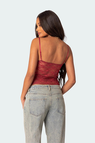 Camiseta sin mangas de encaje transparente Sila 