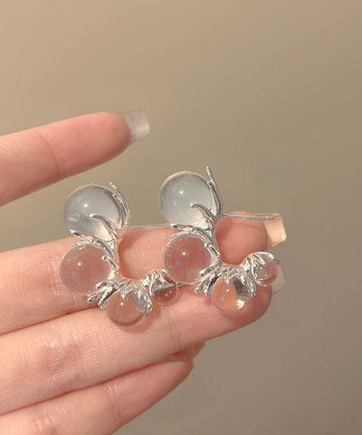 Modern Nude Copper Resin Asymmetrical C-Shaped Hoop Earrings