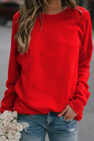 Casual Simplicity Solid O Neck Tops(9 Colors)
