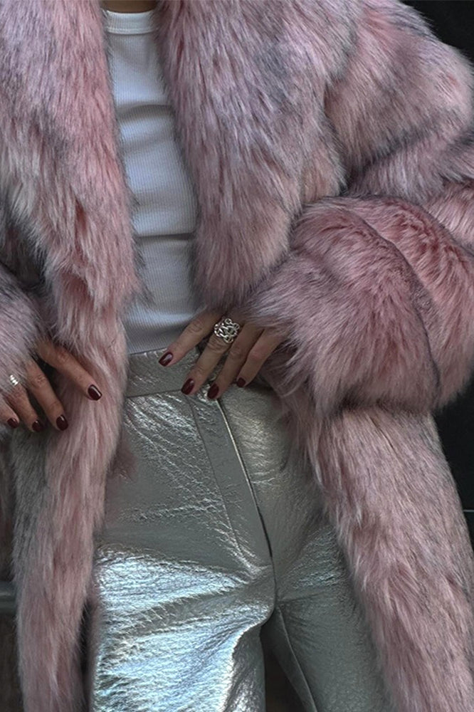 Faux Fur Plush Warm Open Front Coat