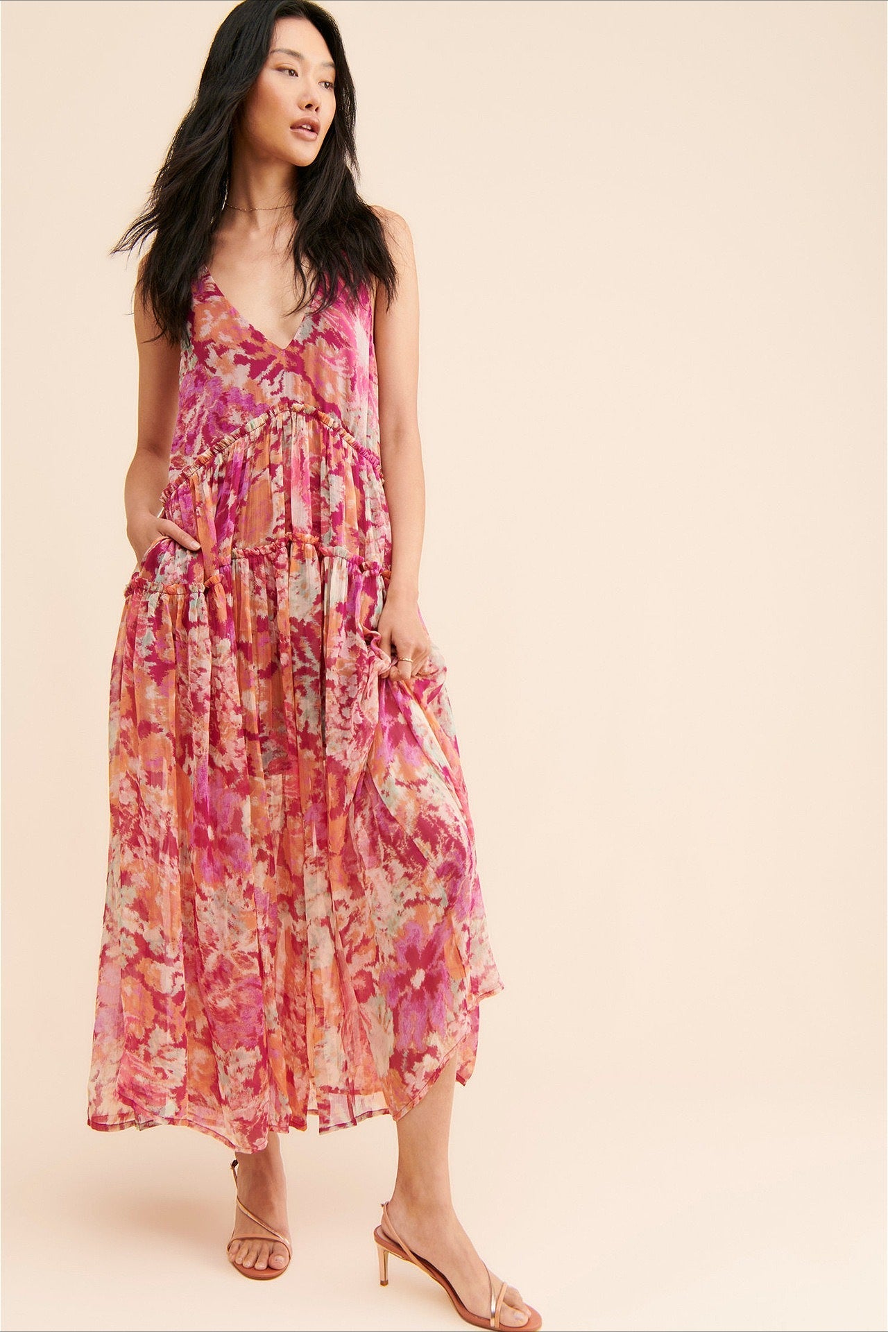 Boho Sleeveless Floral Print Maxi Dress