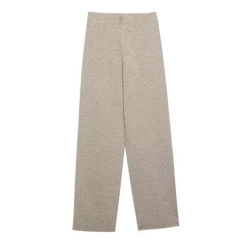 Women French Suit Sleeveless Round Neck Pullover Side Slit Sweater High Waist Casual Pants