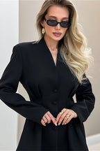 V Neck Waist Cinched Blazer