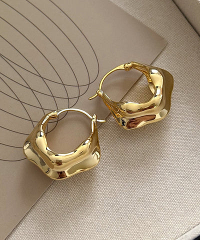 Pendientes de aro de cobre dorado de moda 